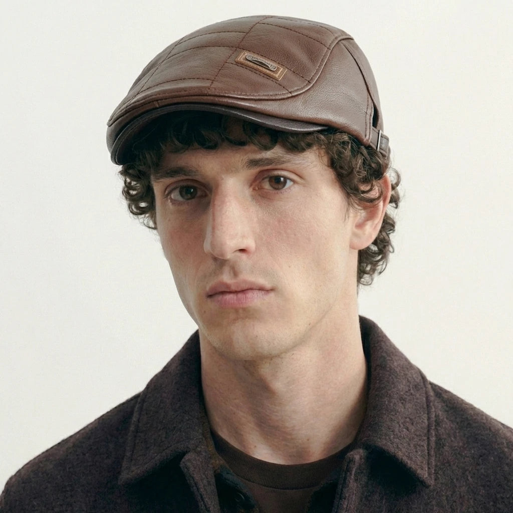 Casquette Beret Cuir Homme
