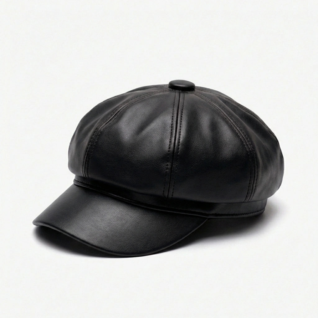 Casquette Gavroche Cuir Femme