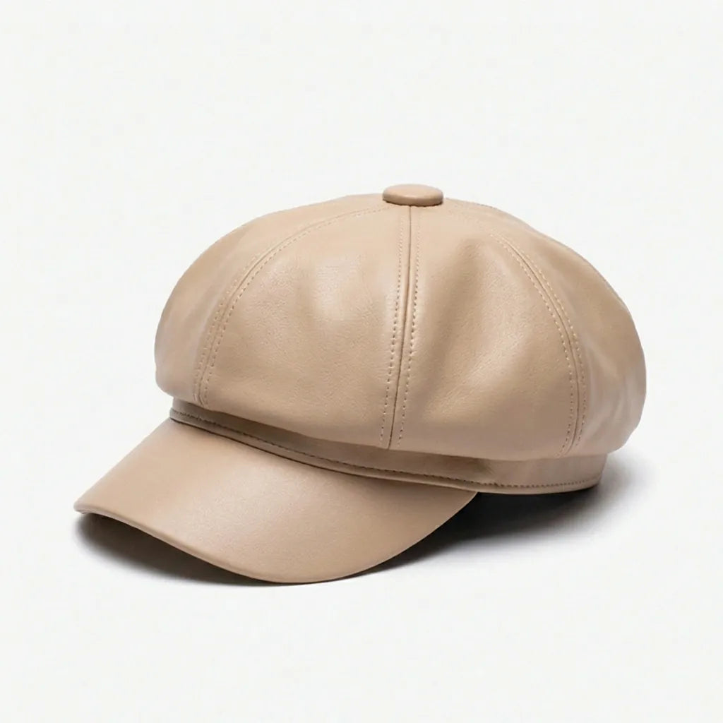 Casquette Gavroche Cuir Femme