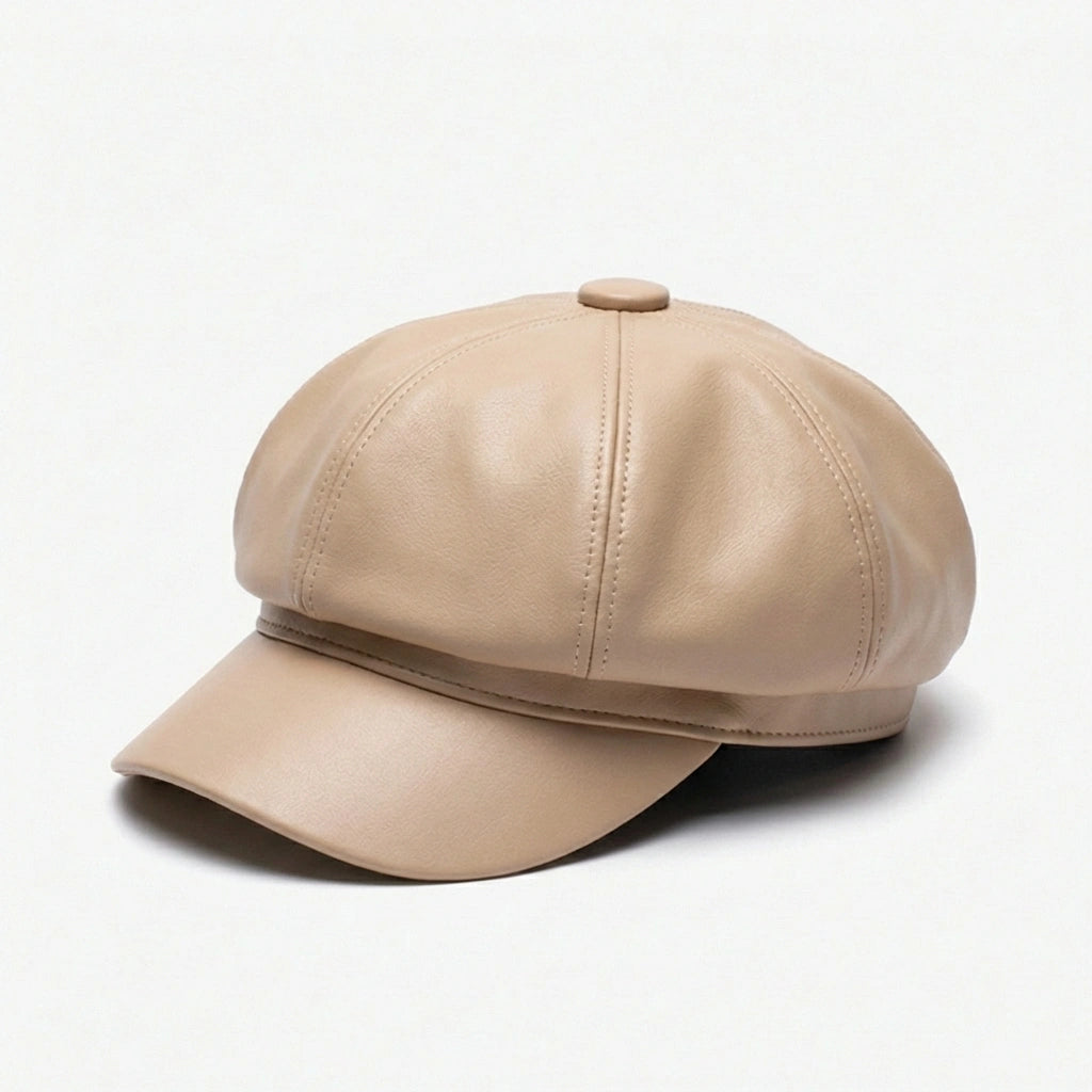 Casquette Gavroche Cuir Femme
