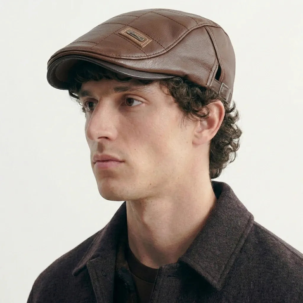 Casquette Beret Cuir Homme