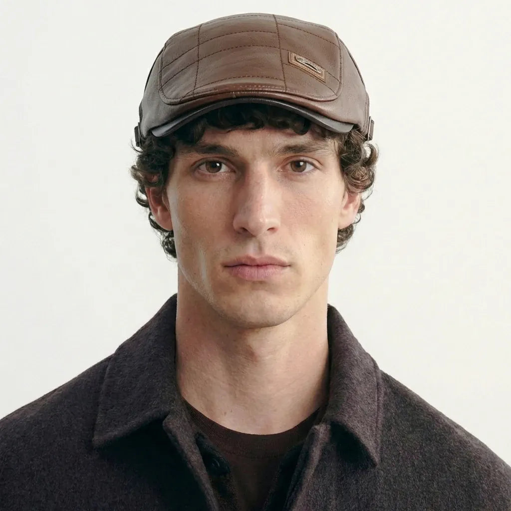 Casquette Beret Cuir Homme