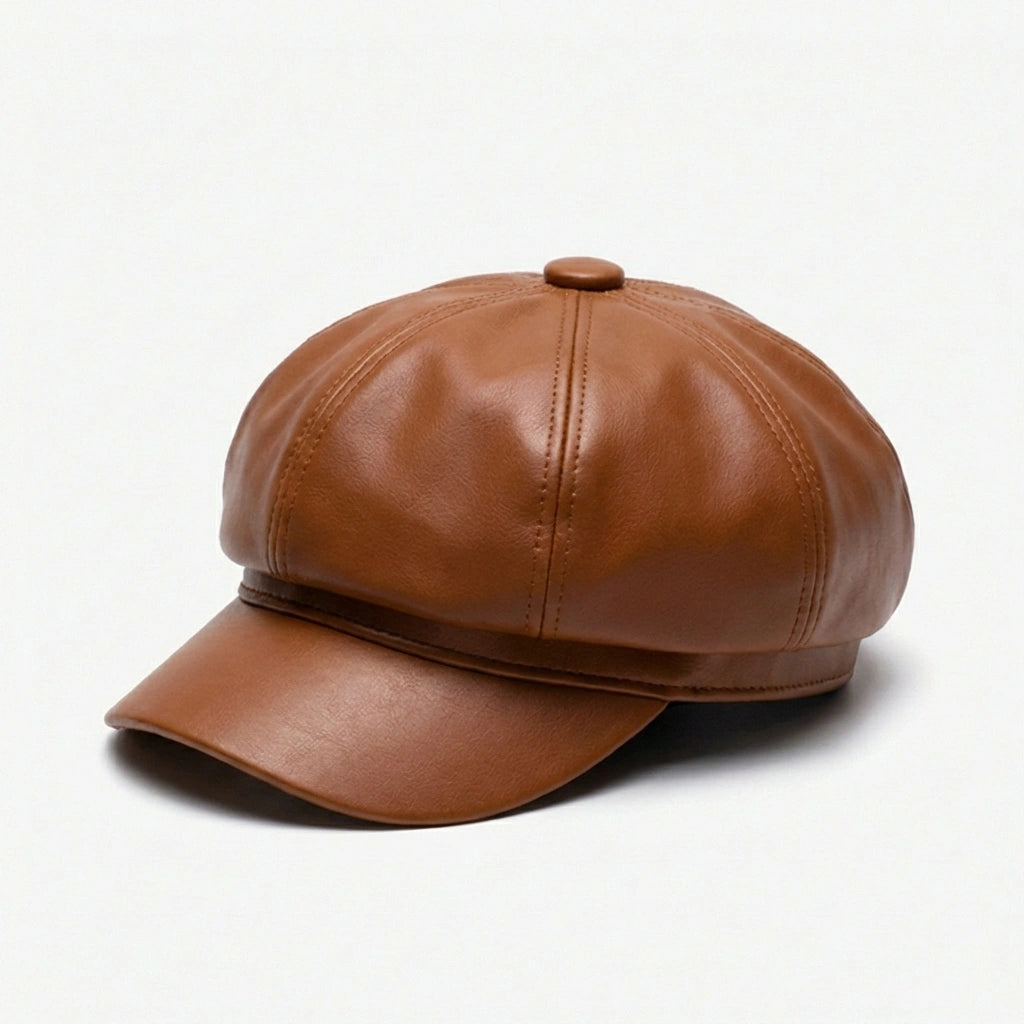Casquette Gavroche Cuir Femme
