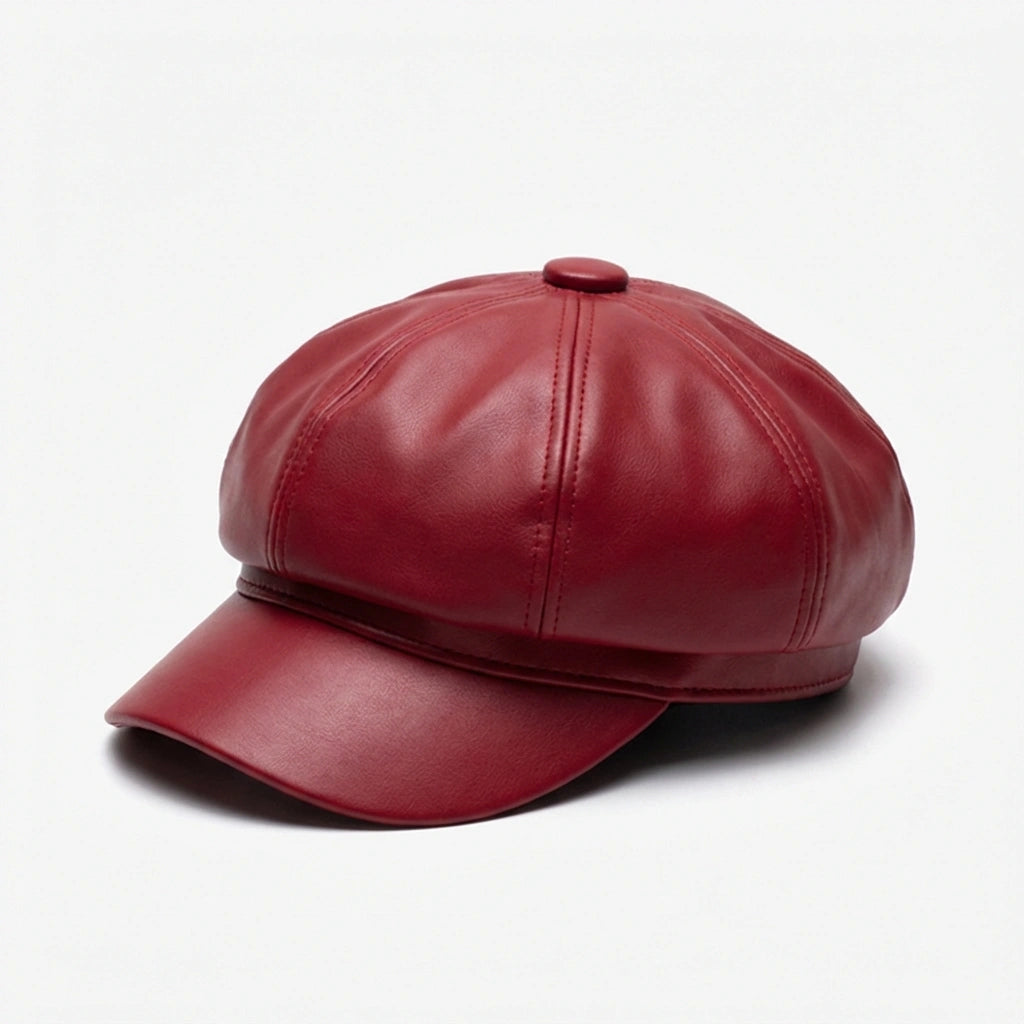Casquette Gavroche Cuir Femme