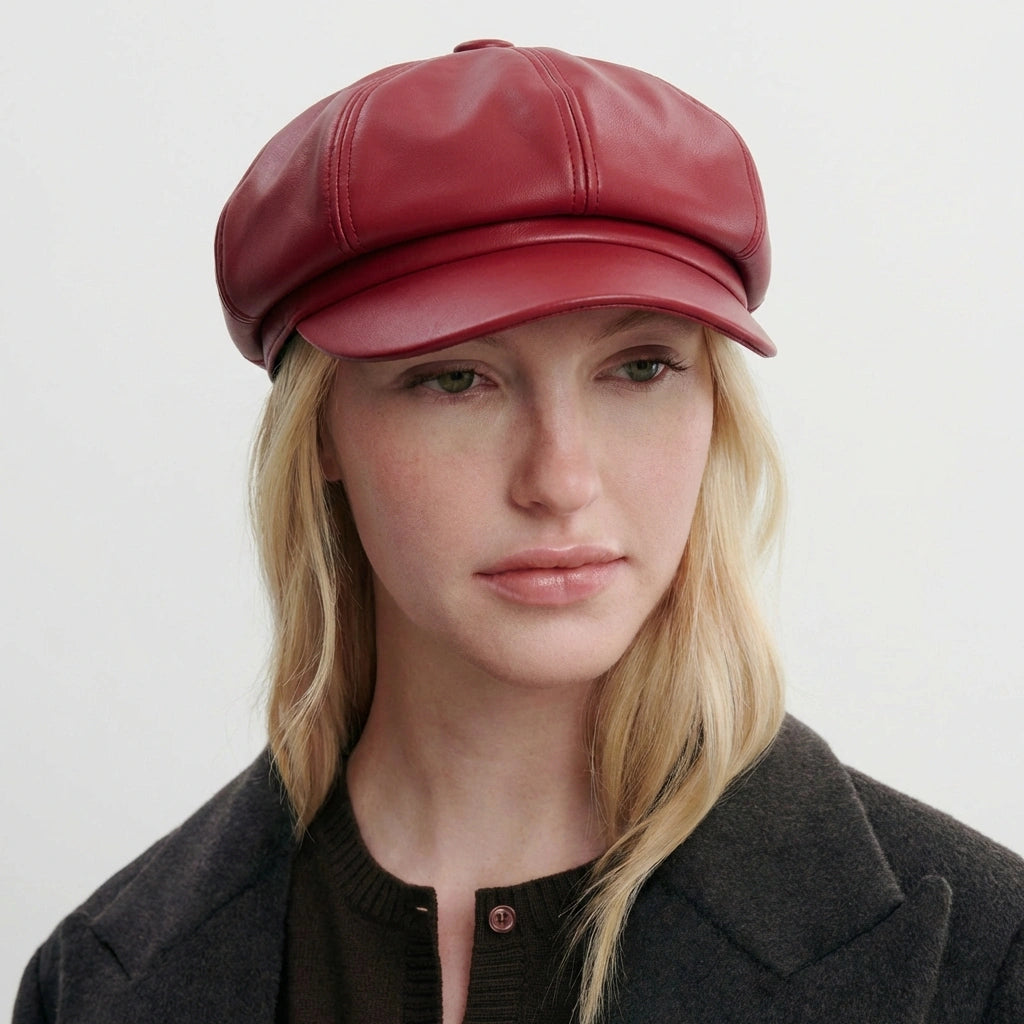 Casquette Gavroche Cuir Femme