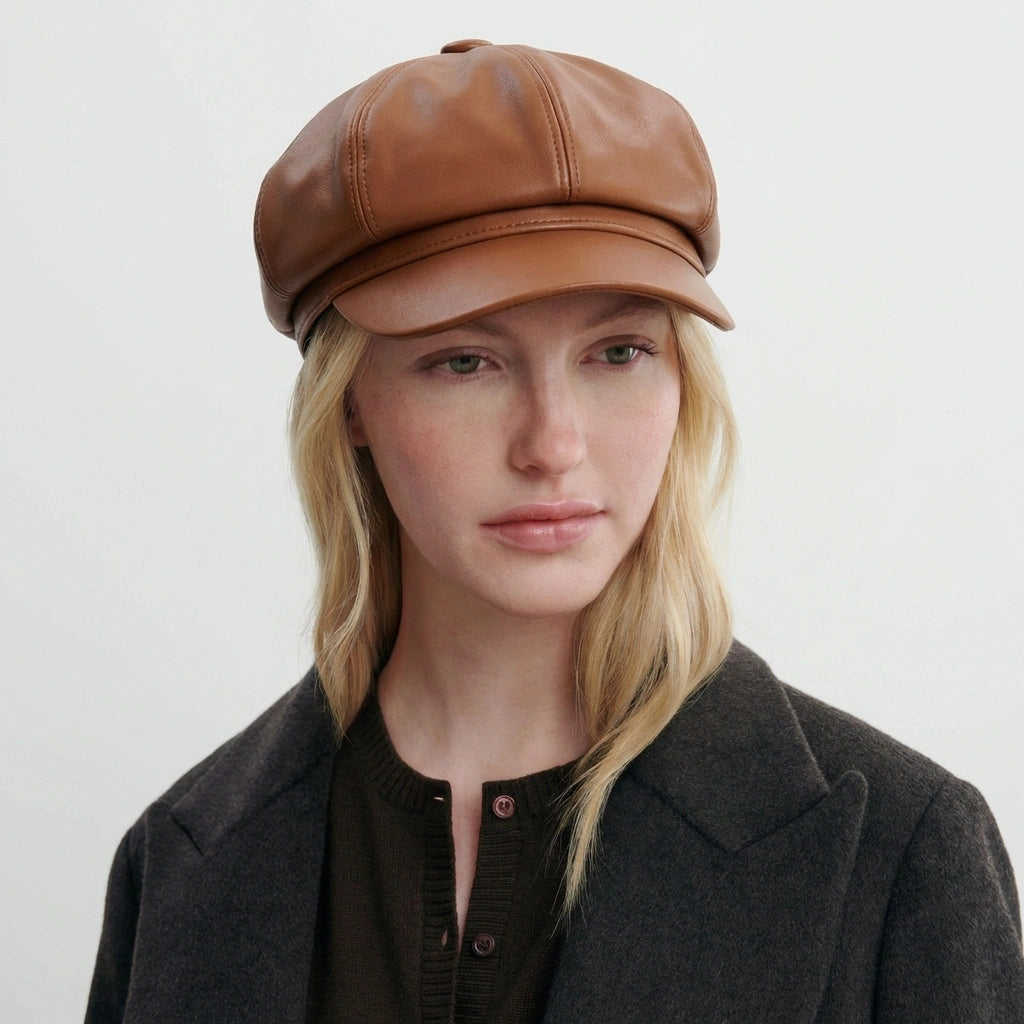 Casquette Gavroche Cuir Femme
