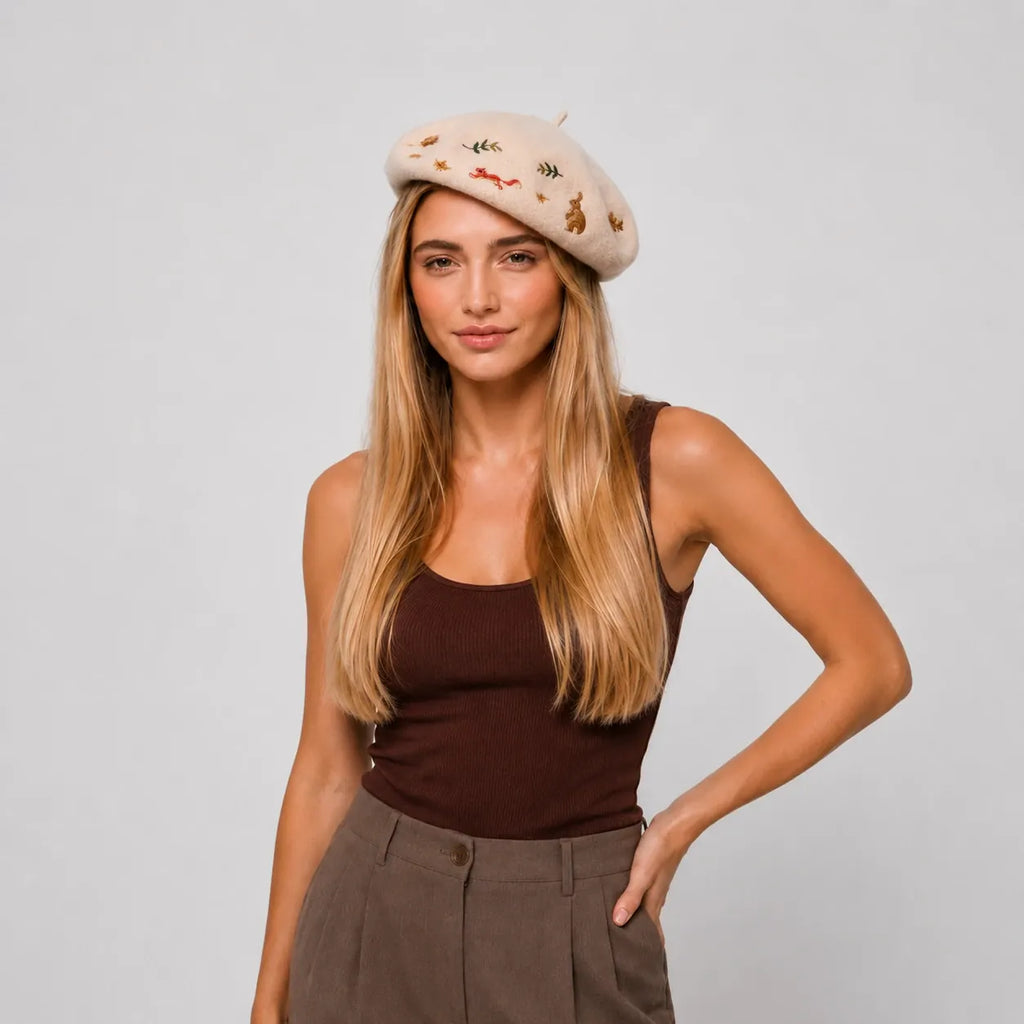 Beret Avec Broderies Femme