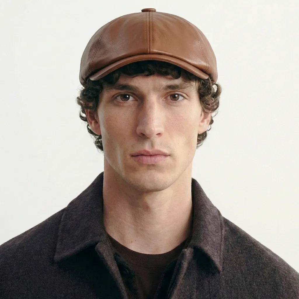 Casquette Gavroche Cuir Homme