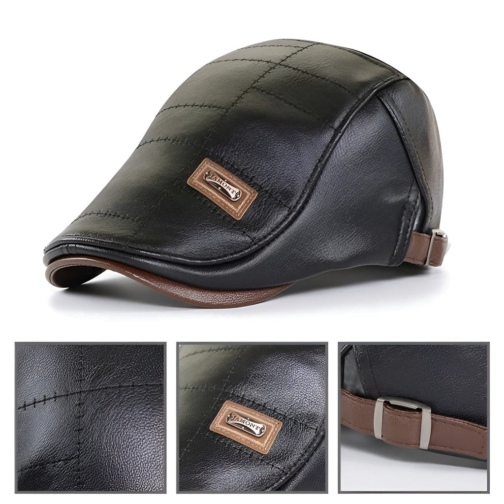 Casquette Beret Cuir Homme