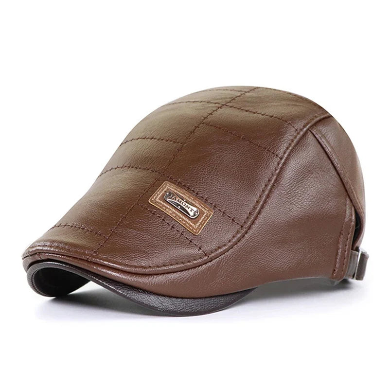 Casquette Beret Cuir Homme