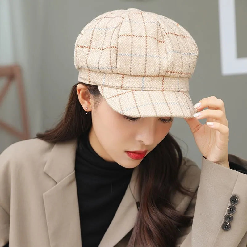 Beret A Carreaux Femme