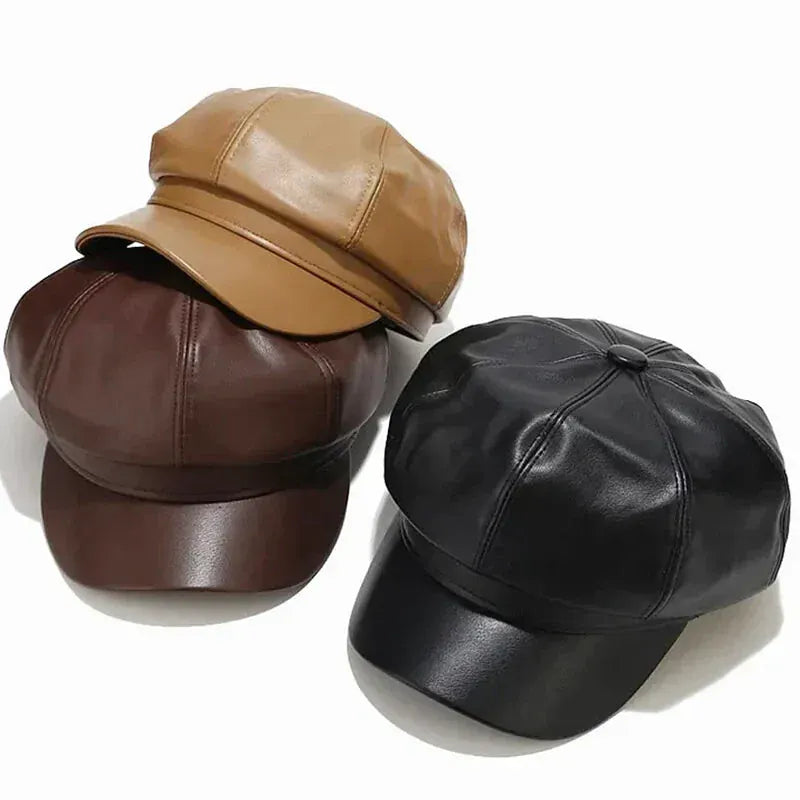 Casquette Beret Cuir Femme